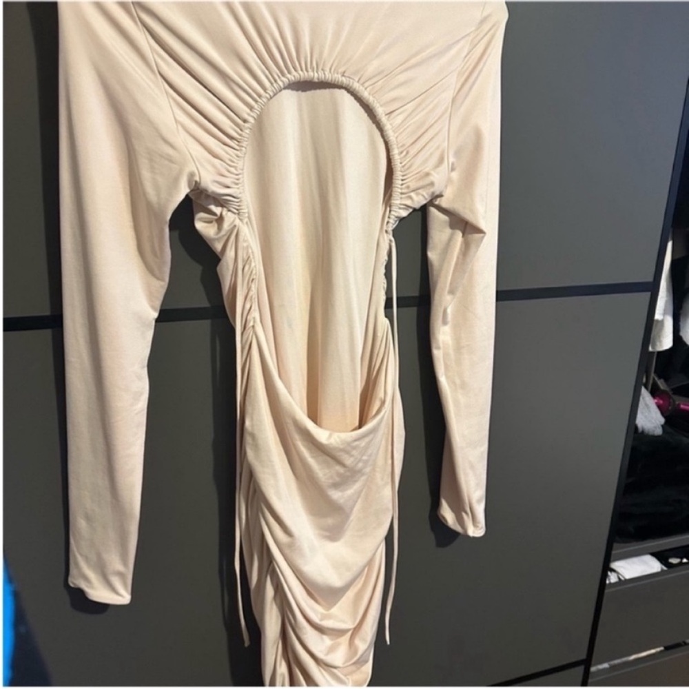 Oh Polly Cream Backless Long Sleeve Dress